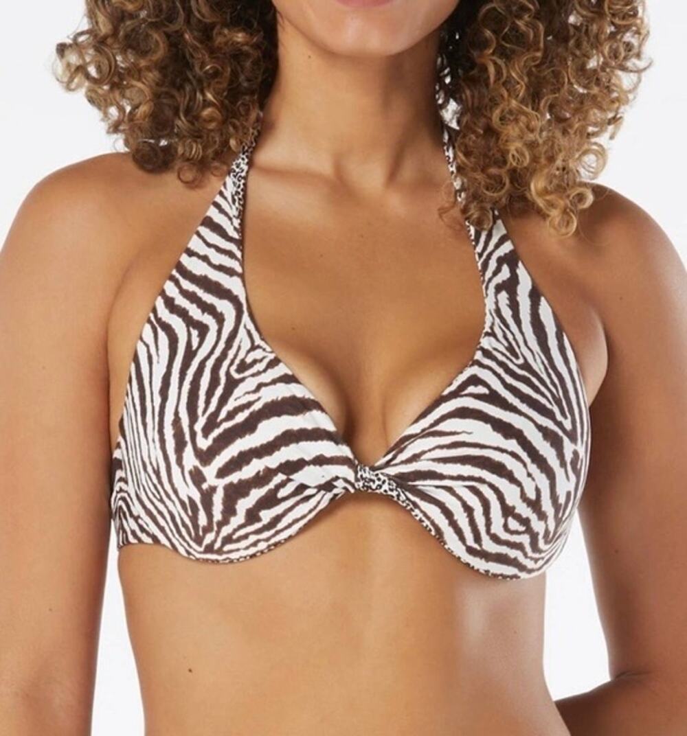Coco Reef Verso Twist Reversible Underwire Bikini Top 32C 34C Native Zebra NWT